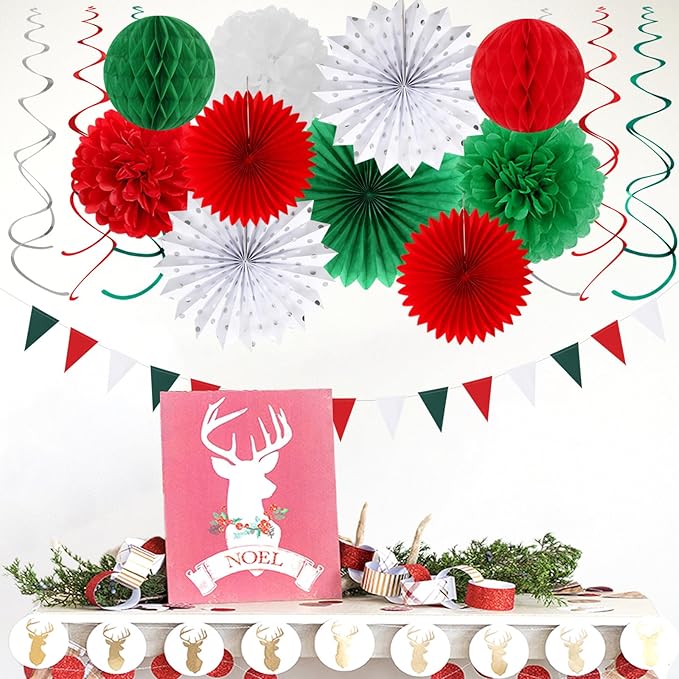 Red-Green White Christmas Party-Decorations - Image 6