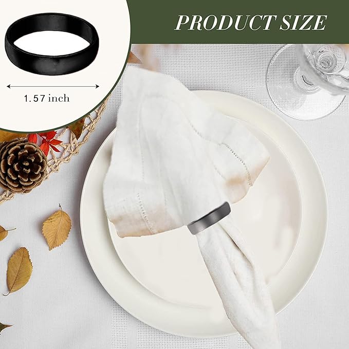 Black Napkin Rings-10 Pcs Stainless Steel Napkin Rings, Metal Napkin Ring - Image 2