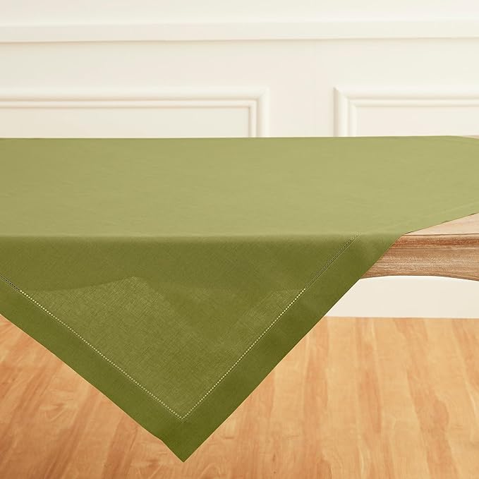 Solino Home Avocado Green Linen Tablecloth 52 x 52 Inch - Image 5