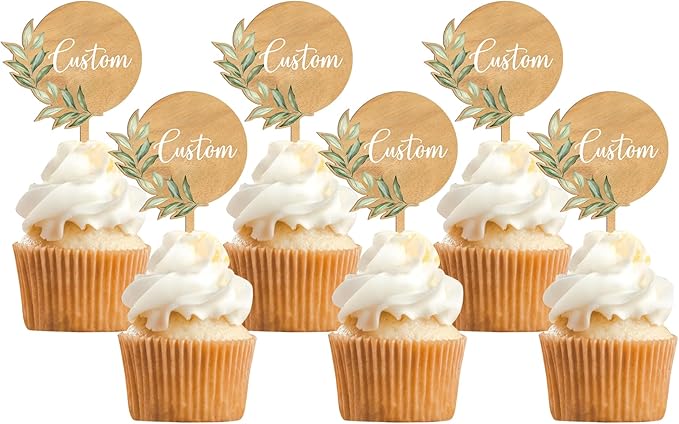 Custom Cupcake Toppers Cake Decorations in Wood by PartytoBe