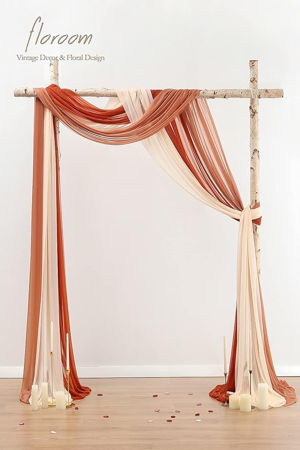 Floroom Wedding Arch Draping Fabric 3 Panels 20Ft Chiffon Fabric Drapes Arbor - Image 2