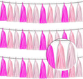 3P Maca-Rose Red Pink LightPink Metallic Fringe Banner Garland Foil Tinsel by Xuuf