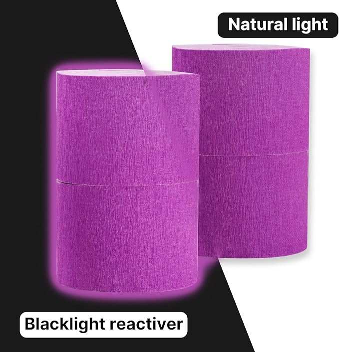 PartyWoo Purple Crepe Paper Streamers 4 Rolls 328 ft Pack of Neon Purple Crepe - Image 2