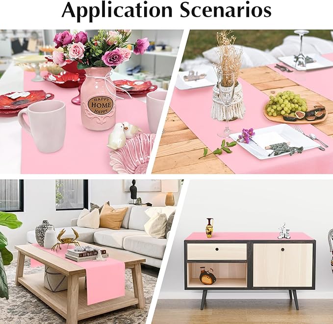 2 Pack Pink Small Short Table Runner 12 x 24 Inch Solid Color Runners Coffee - Image 7