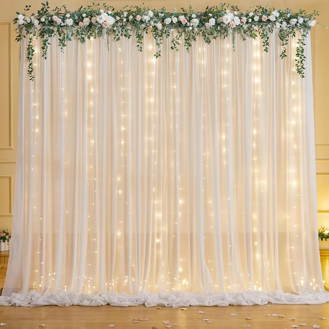 10ft x 7ft White Chiffon Backdrop Curtain by WishCare