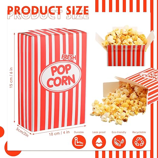 Xinnun 200 Pcs Paper Popcorn Boxes 1 oz Close Top Oil Proof Disposable Popcorn - Image 2