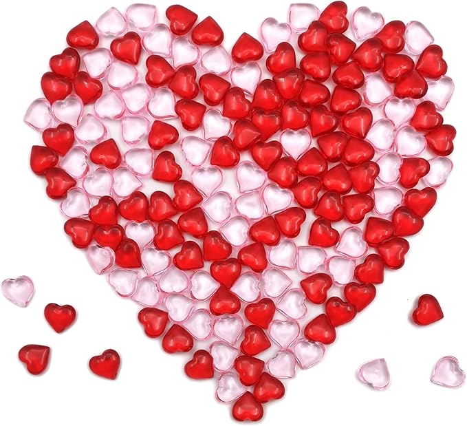 200pcs 3D Red Acrylic Heart 22 mm Acrylic Hearts Shaped Plastic Heart Vase by LYFJXX