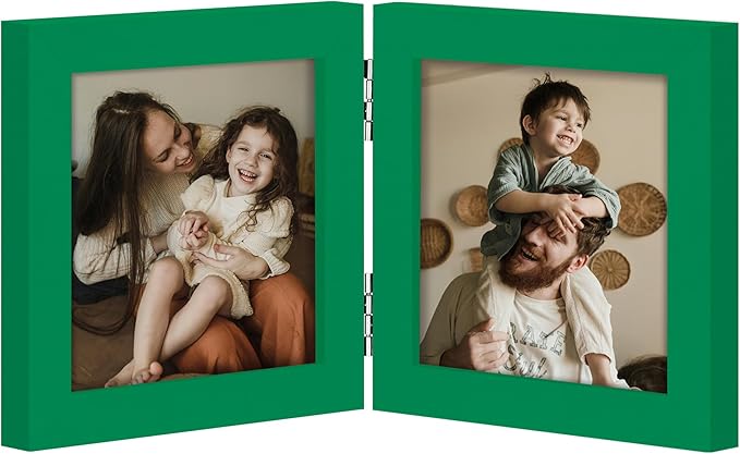 decorUhome Double 4x4 Picture Frame Vertical, Engineered Wood Bifold Photo Frame by decorUhome