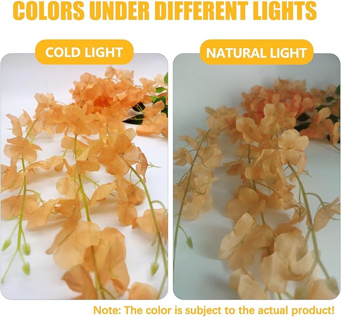 5 Pack Orange Wisteria Hanging Flowers, 3.44 Ft Fake Hanging Flowers, - Image 2