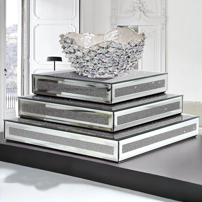 GIMORRTO Mirror Display Riser 3 PC, Glam Accent Table Display Platform - Image 2