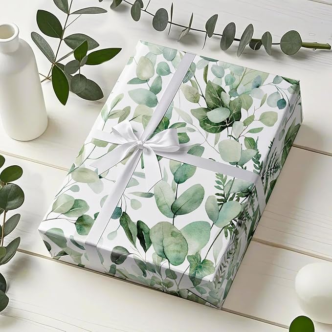 WRAPAHOLIC Eucalyptus Leaves Wrapping Paper Roll - Image 4