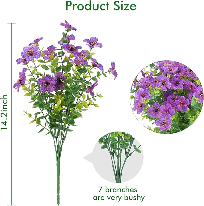 12 Bundles Artificial Flowers Outdoor UV Resistant Fake Plastic Plants Indoor - Image 2