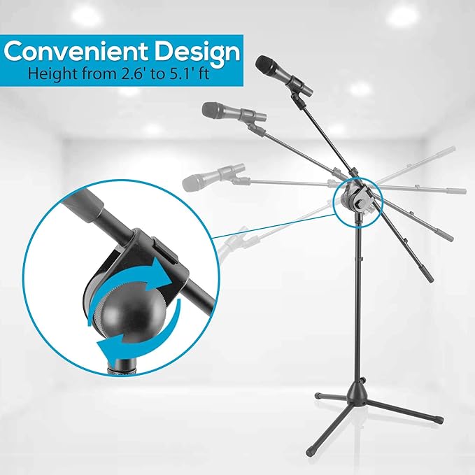 Pyle Dynamic Microphone and Tripod Stand-Height Adjustable from 2.6' to 5.1 - Image 2