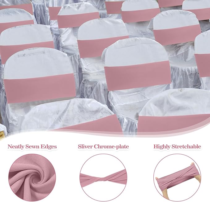 Kinlop 50 Pcs Spandex Chair Sashes Bows Chair Bands Slider Sashes - Image 3