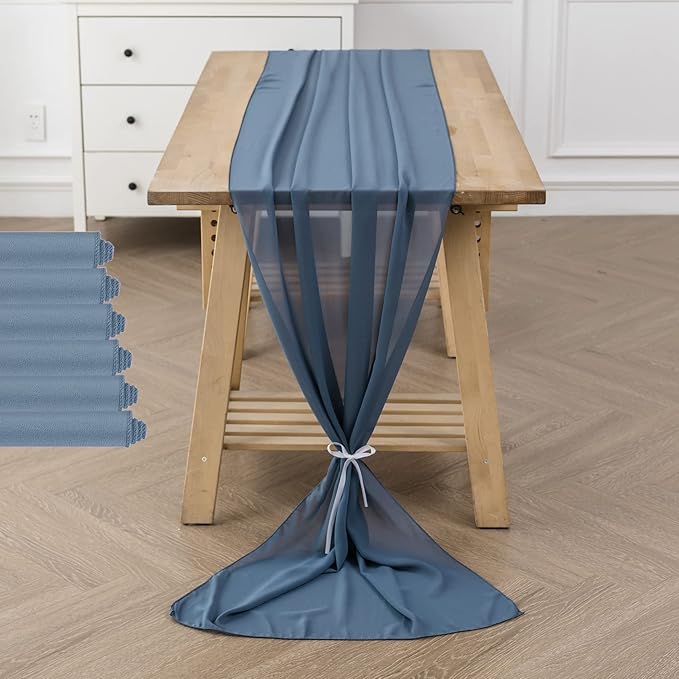 6Pack 9ft Chiffon Table Runner 14x108 Inch Sheer Romantic Table Runner - Image 6