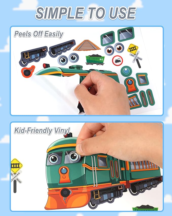 Aowplc Train Stickers for Kids – 32 Sheets Make-a-Train Mix & Match Kit – Fun - Image 5