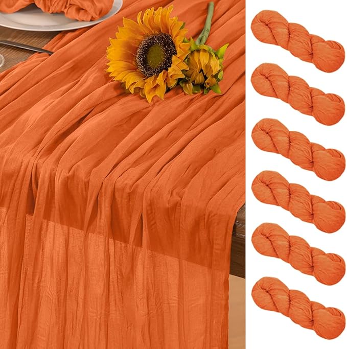 Orange Cheesecloth Table Runner 6 Pack Halloween Orange Table Runners Boho by DeZerlor