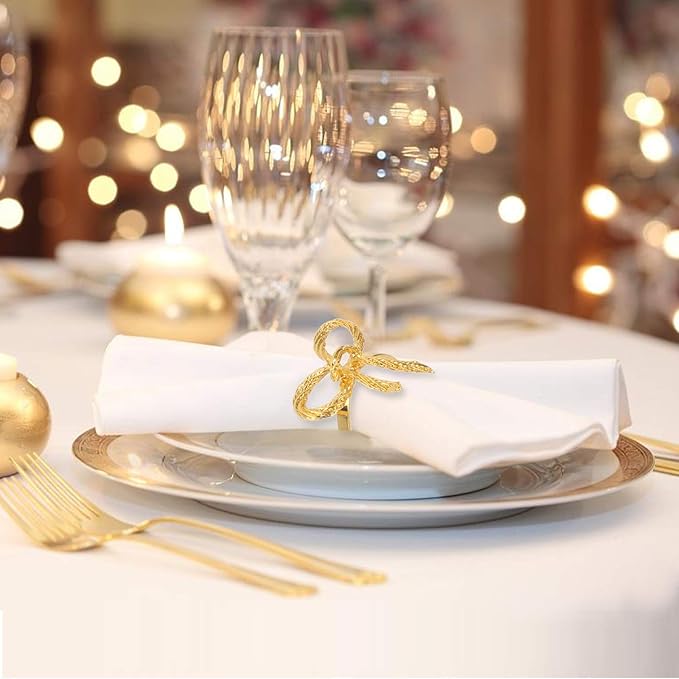 Pack of 6 Napkin Rings Alloy Hollow Out Flower Napkin Holder Dinning Table - Image 3
