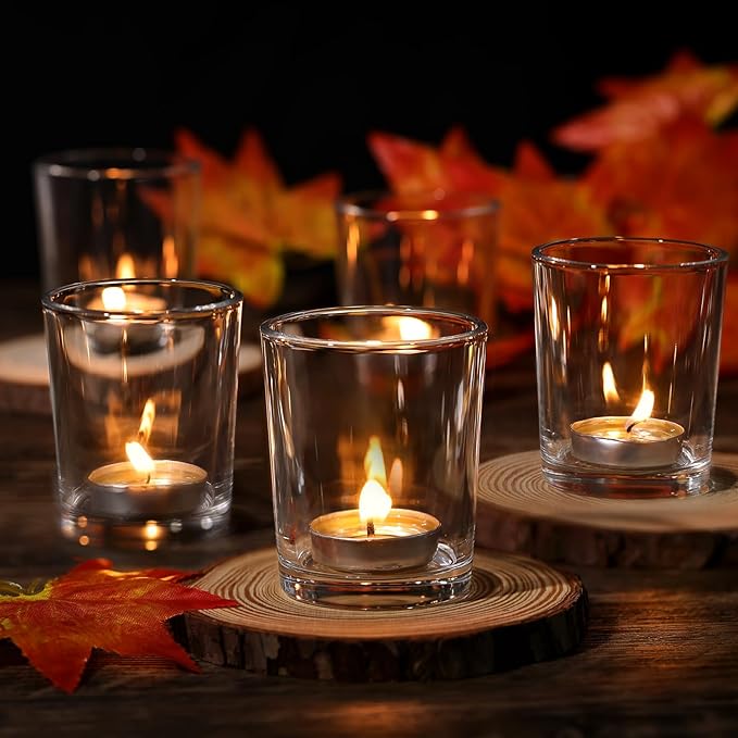 DARJEN 60Pcs Votive Candle Holders- Clear Tea Lights Candle Holder, Glass - Image 6