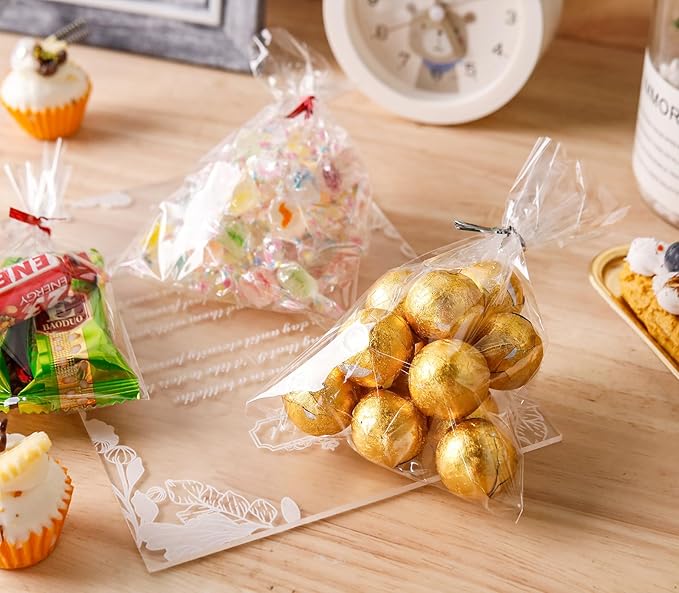 NPLUX 100 Pack Cellophane Bags Small Plastic Cookie Bag Clear Treat Bags - Image 6