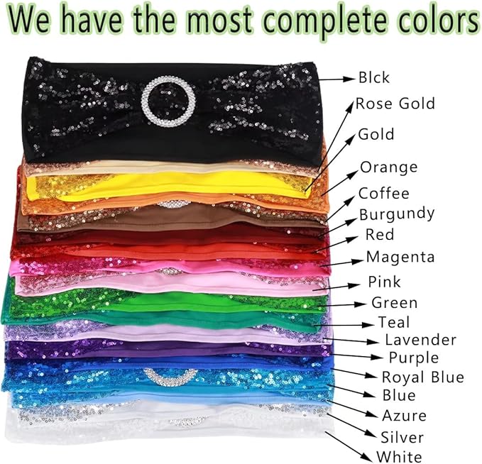 25 Pcs Sequin Chair Sashes Stretch Chair Bands Spandex Polyester Bows - Image 8