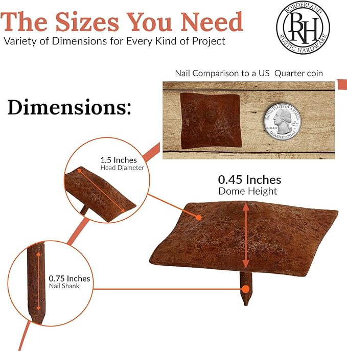 25 Pack 1.5" Square Head Iron Clavos Decorative Nails – Rusted – Handmade - Image 4