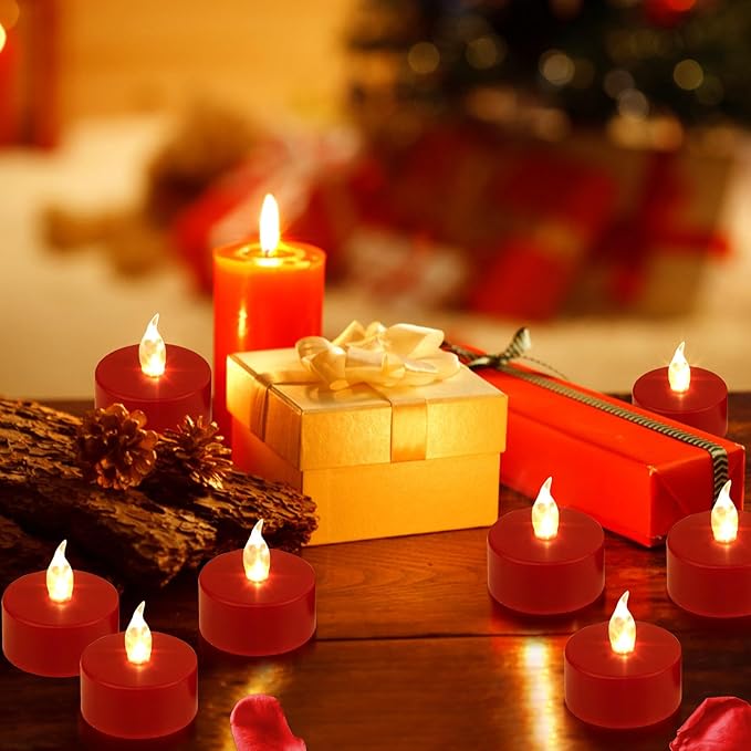 LED Tea Lights Candles-100PACK Red Flameless Candles Realistic and Bright - Image 5