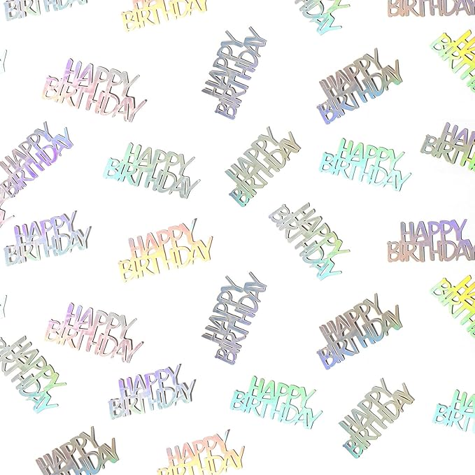 Birthday Confetti Happy Birthday Party Table Decorations Rainbow Silver Paper - Image 6