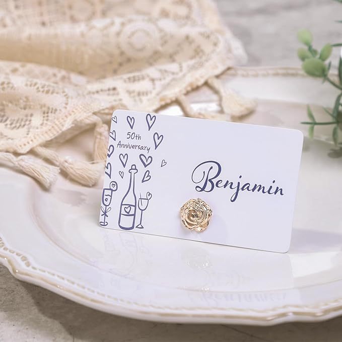 UNIQOOO 24Pcs Decorative Rose Floral Place Card Holders Bulk, Luxury Gold Metal - Image 5