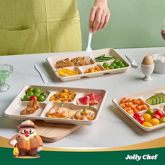 JOLLY CHEF Compostable  Compartment Paper Plates  *   Heavy - Image 5