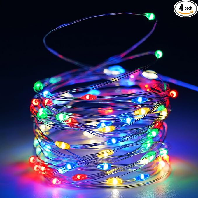 4 Pack 20FT 60LED Battery Operated Fairy Lights by BOSSERN