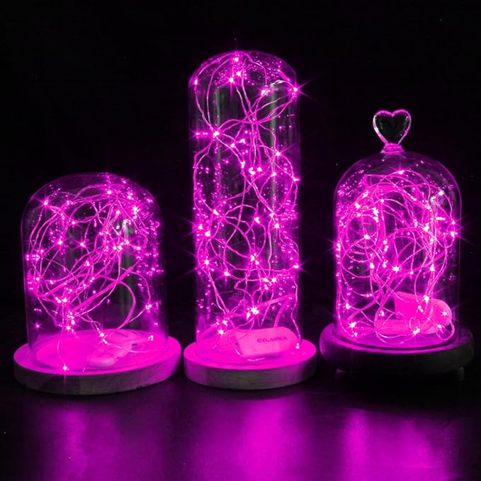 CYLAPEX 6 Pack Pink Fairy Lights String Battery Operated Fairy Lights Firefly - Image 5