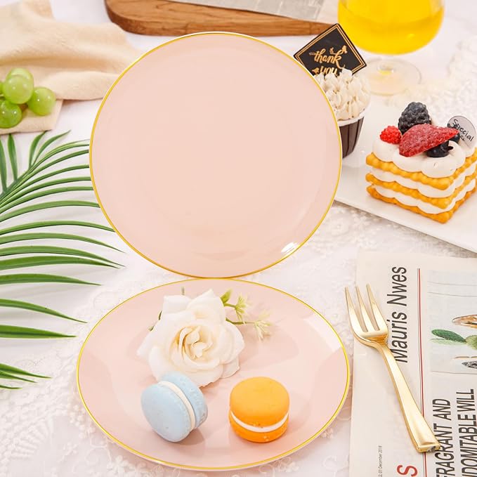 Festiva 200Pcs Pink Gold Cake Plates 6.3" - Image 6
