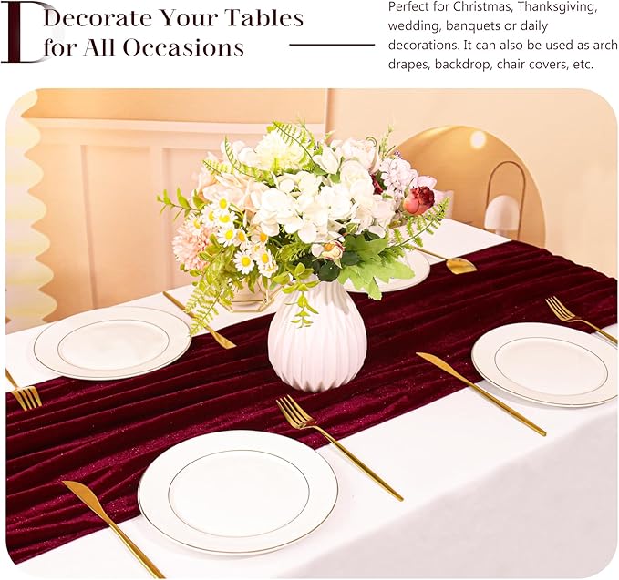 Velvet Table Runner 20 x 120 Inches 10ft Luxurious Thick Soft Velvet Christmas - Image 5
