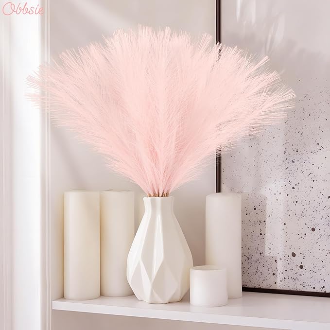 50pcs Pink Faux Pampas Grass Decor, 21.6" Short Artificial Pompous Grass Floral - Image 5