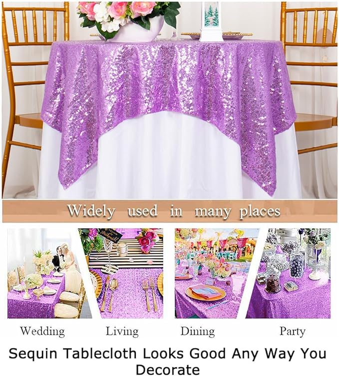 ShinyBeauty 36x36 Inch Sequin Tablecloth 2-Pack - Image 6