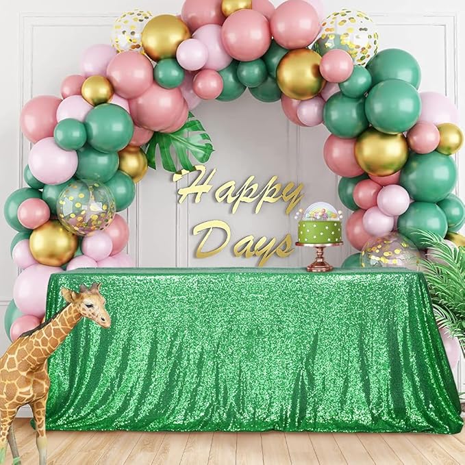 SquarePie Sequin Tablecloth 60 x 102 Inch Green Glitter Table Cloth - Image 5