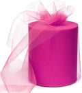 6" x 200 Yards Fuchsia Tulle Fabric Rolls, Hot Pink Spool Tulle Ribbon by GCVOPTON