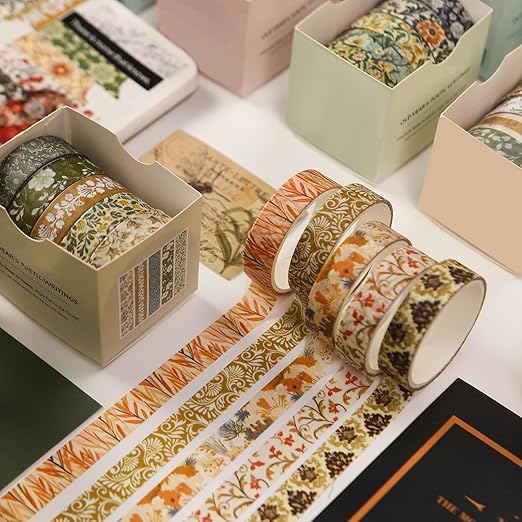 YUBBAEX 60 Rolls Value Washi Tape Pack Retro Arts Masking Tape Basic Patterns - Image 6
