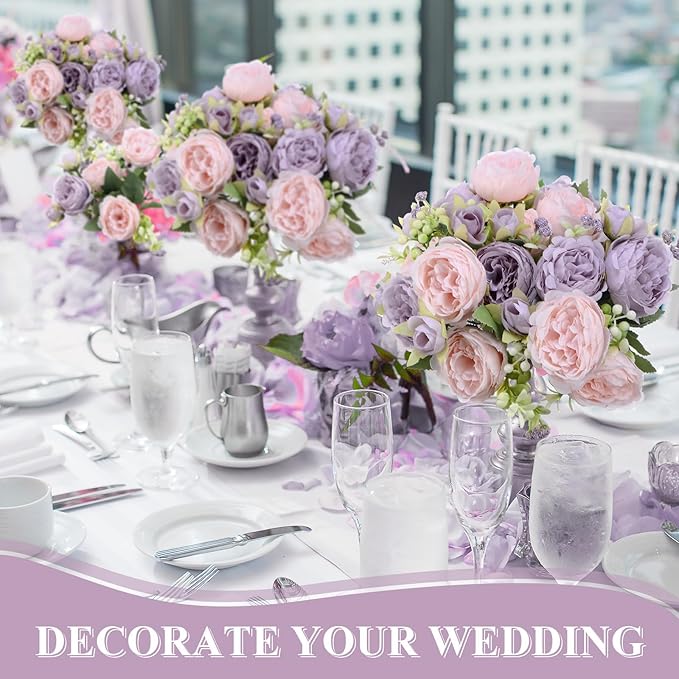 8 Bundles Artificial Peonies Flowers Boho Faux Flowers Arrangements Artificial - Image 4