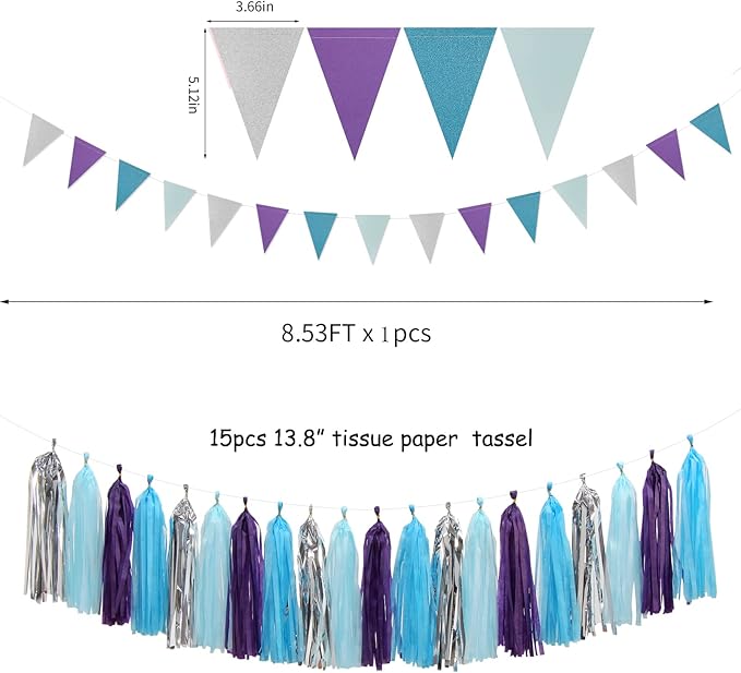 Purple-Blue Silver Frozen Christmas Party-Decorations - Image 2