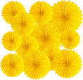20 Pcs Golden Yellow Hanging Paper Fan, Hanging Honeycomb Round Paper Fans by Zankubom