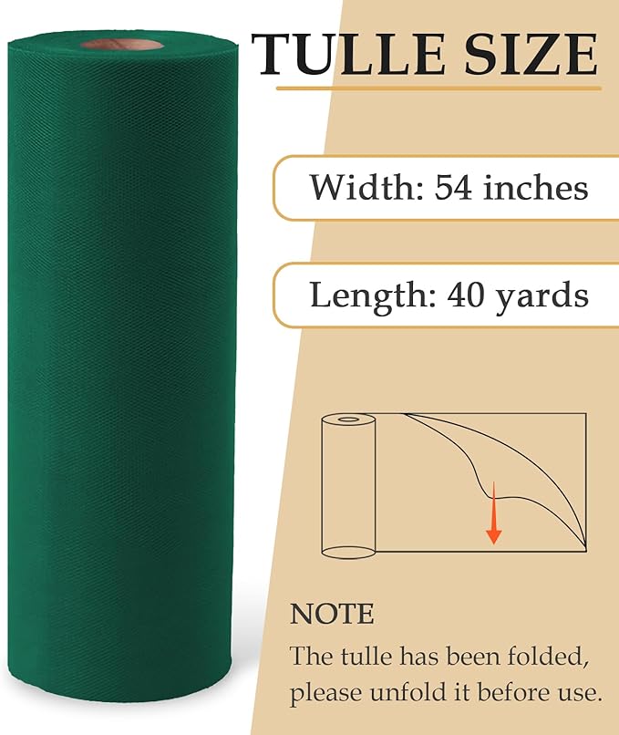 Hunter Green Tulle Fabric Roll - Image 2