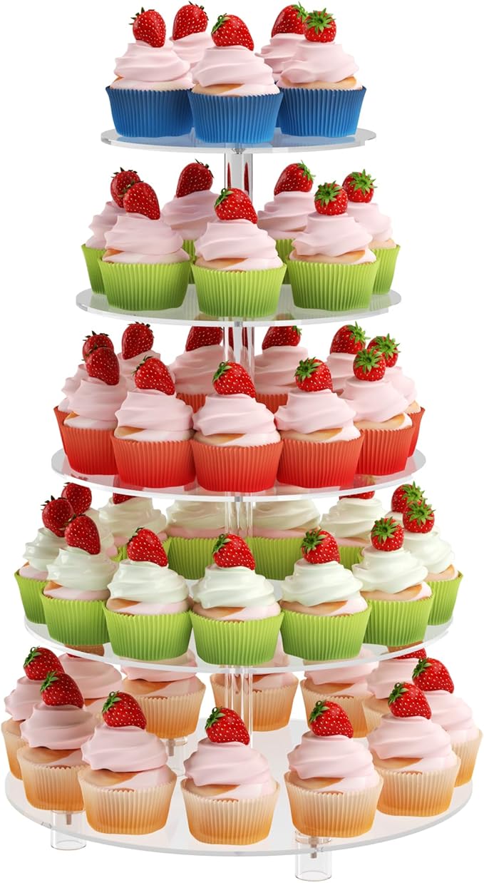 Cupcake Stand for 50 Cupcakes, 5 Tier Cupcake Holder, Acrylic Cupcake Stand by Pleasedontforgetthemhere%EF%BC%81