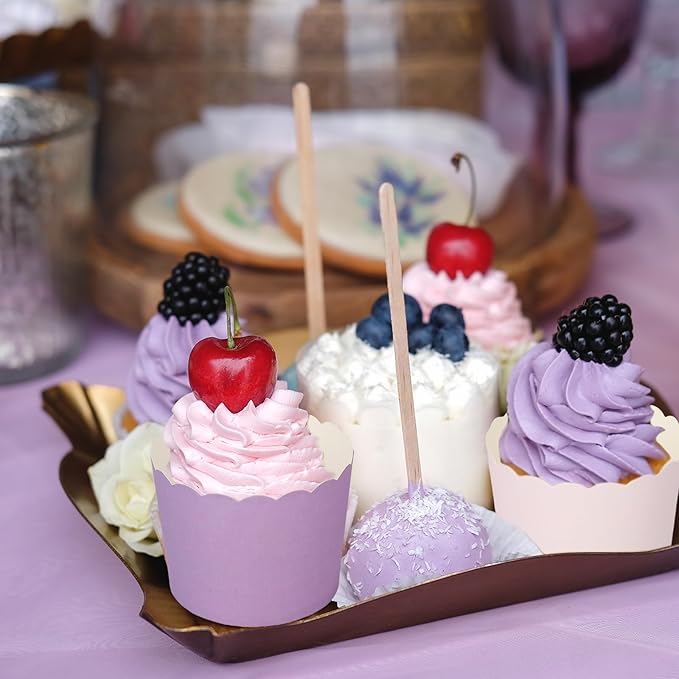 Whaline 120Pcs Purple Paper Baking Cups Scalloped Edge Cupcake Wrappers - Image 5