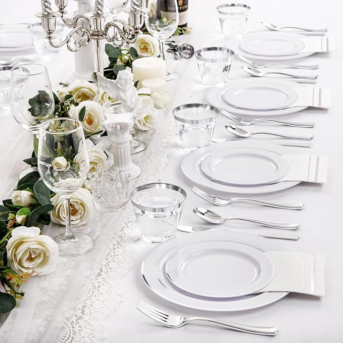 NOCCUR 700PCS Silver Plastic Plates Disposable - Image 7