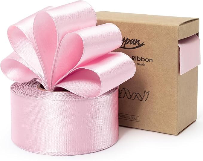 Pink Satin Ribbon Double-Faced Wired Ribbons by Keypan
