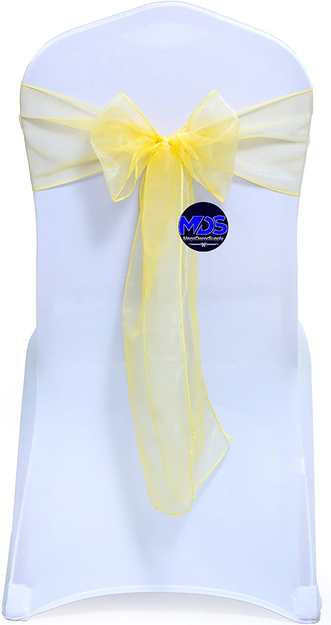 MDS Pack of 250 PCS Organza Chair Sashes Wider Dining Chair Bows Ribbon Tie Back by MDS
