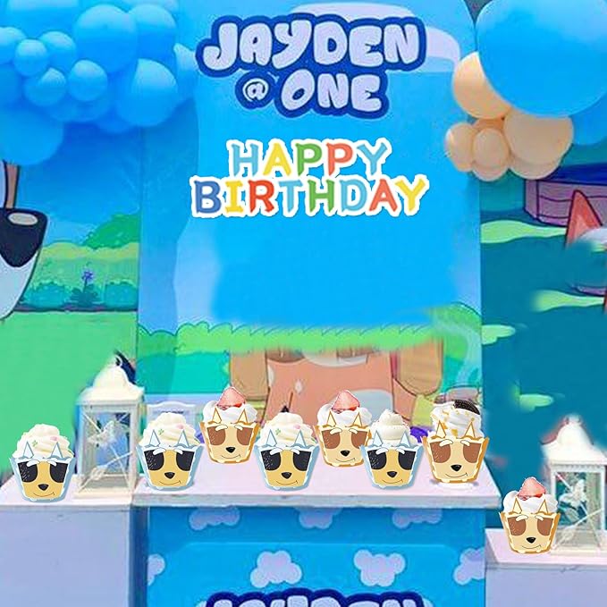 Cartoon Blue Dog Cupcake Wrappers 20pcs Dog Family Cupcake Liners Baking Cups - Image 3