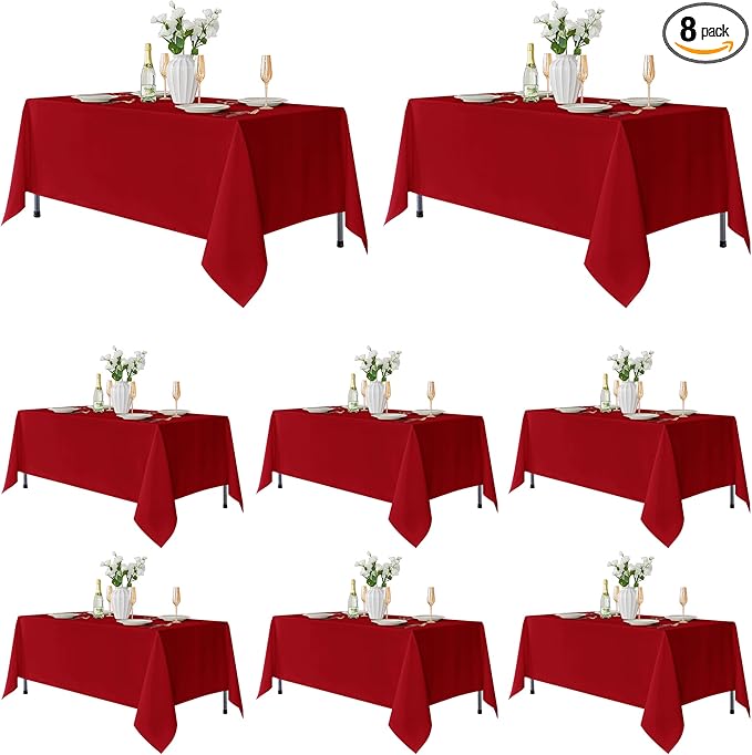 Fitable 8 Pack Rectangle Tablecloths: Stain Resistant Wrinkle Free Table Clothes by Fitable